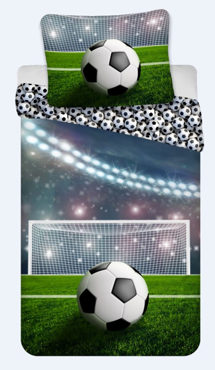 BrandMac Kinderbettwäsche Fußball Kinderbettwäsche Babybettwäsche Stadion 100x135 cm, Renforcé, 2 teilig