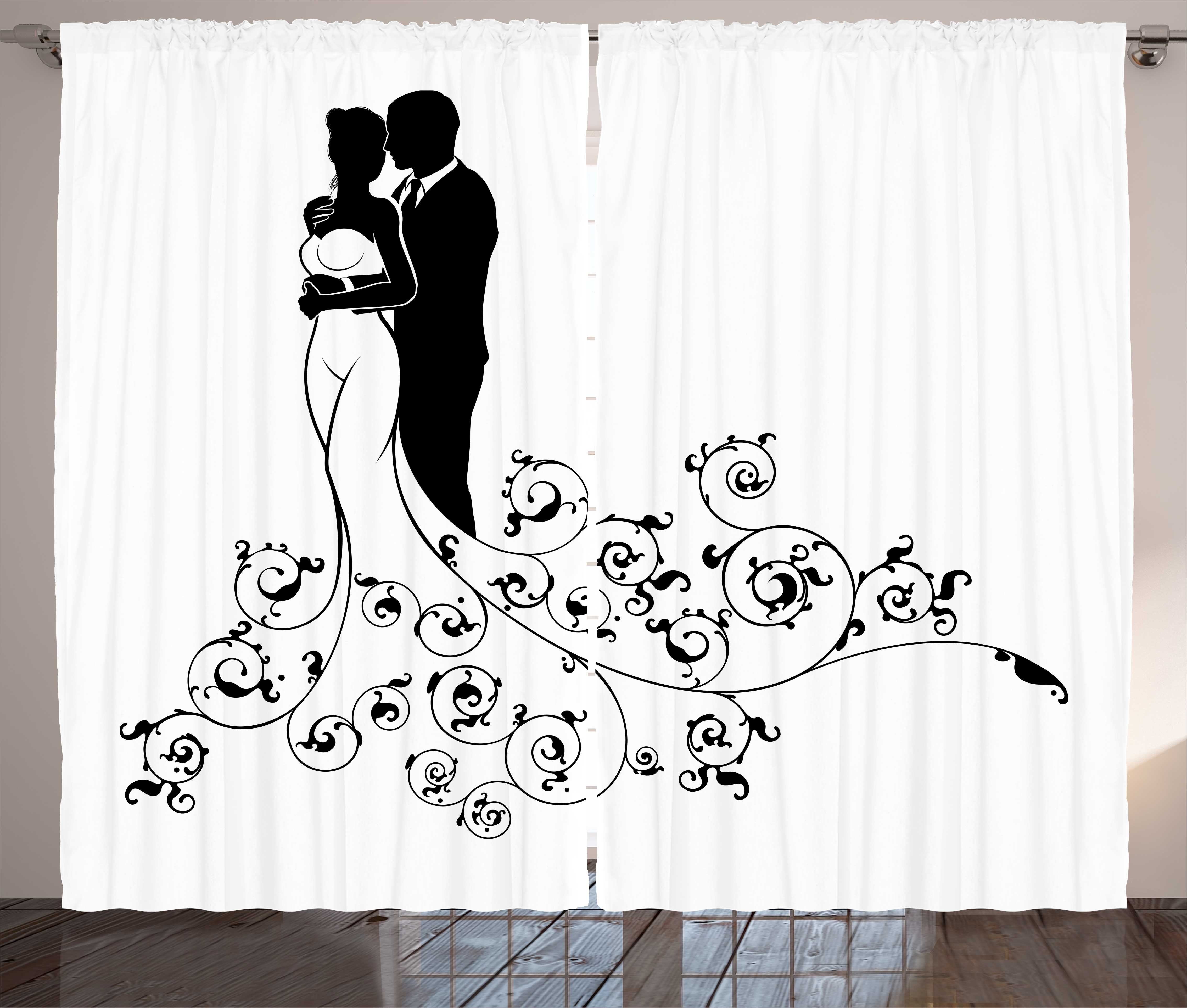 Kunst Abstrakte Bräutigam Braut Gardine mit Schlafzimmer Vorhang Abakuhaus, Kräuselband Ehefrau Haken, und und Schlaufen