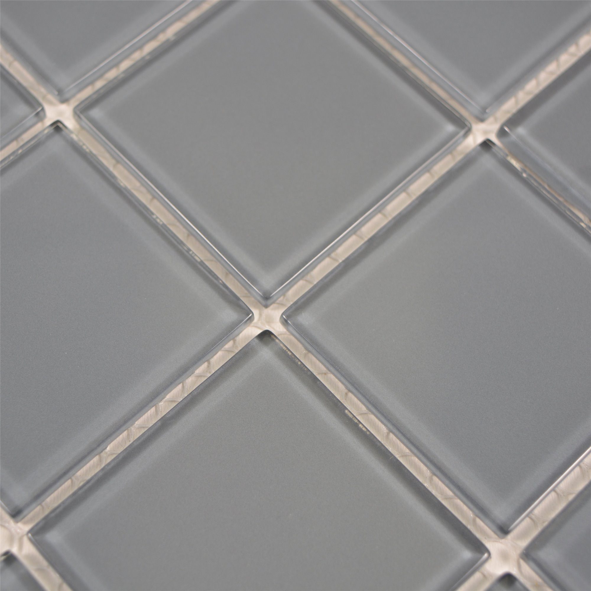 Mosafil Mosaikfliesen Glasmosaik Fliesen Brahma Uni, Glas 30.000x30.000, grau, Verlegefertig auf ein Netz geklebt - Frostsicher - Wasserfest