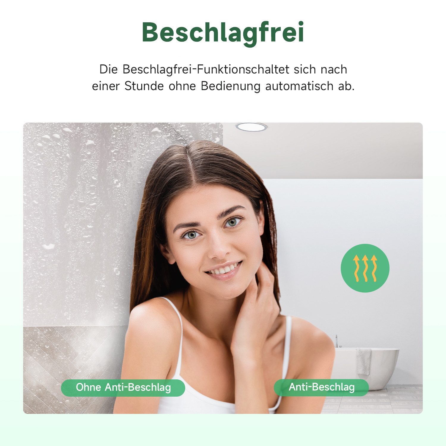SONNI Badspiegel Badspiegel mit beleuchteten LED mit 3-Farben-Temperaturlicht, Einstellbare Helligkeit, wasserdichte IP44-Lichtleiste – Bild 5 von 5