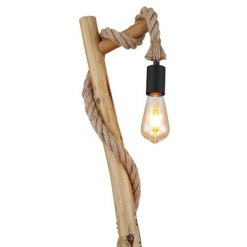 etc-shop Stehlampe, Leuchtmittel nicht inklusive, Stehlampe Wohnzimmer Stehlampe schwarz Holz Holzleuchte Hanfseil