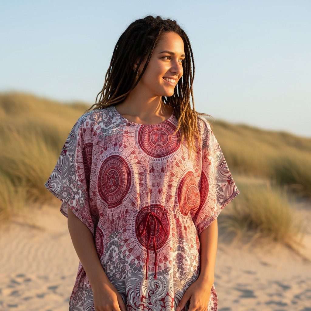 Guru-Shop Longbluse Poncho, Mandala Tunika, Boho Kaftan, Kurzarm.. alternat günstig online kaufen