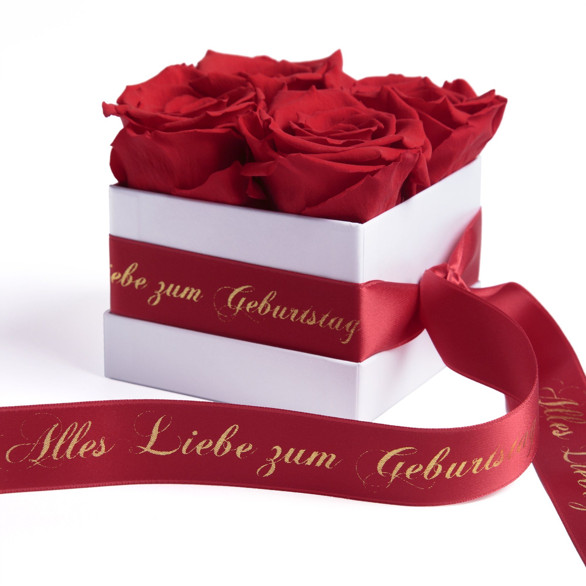 ROSEMARIE SCHULZ Heidelberg Dekoobjekt Infinity Rosenbox Alles Liebe zum Geburtstag Blumen Geschenk, Echte Rose haltbar bis zu 3 Jahre rot