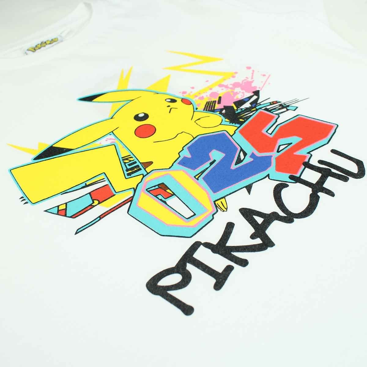 POKÉMON T-Shirt Pikachu Jungen Größe 140-176 Kurzarmshirt Weiß in cm