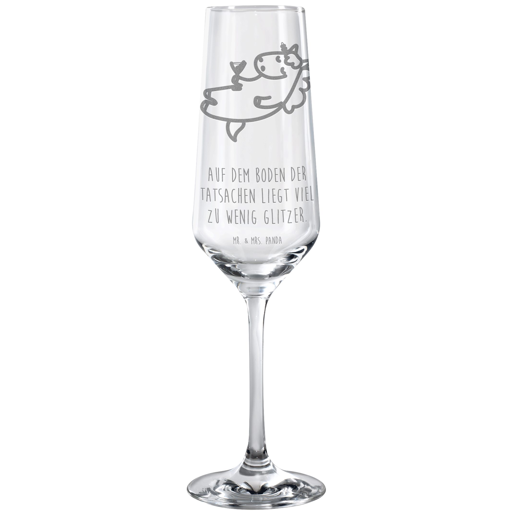 Mr. & Mrs. Panda Sektglas Einhorn Cocktail - Transparent - Geschenk, Spülmaschinenfeste Sektglä, Premium Glas, Hochwertige Gravur