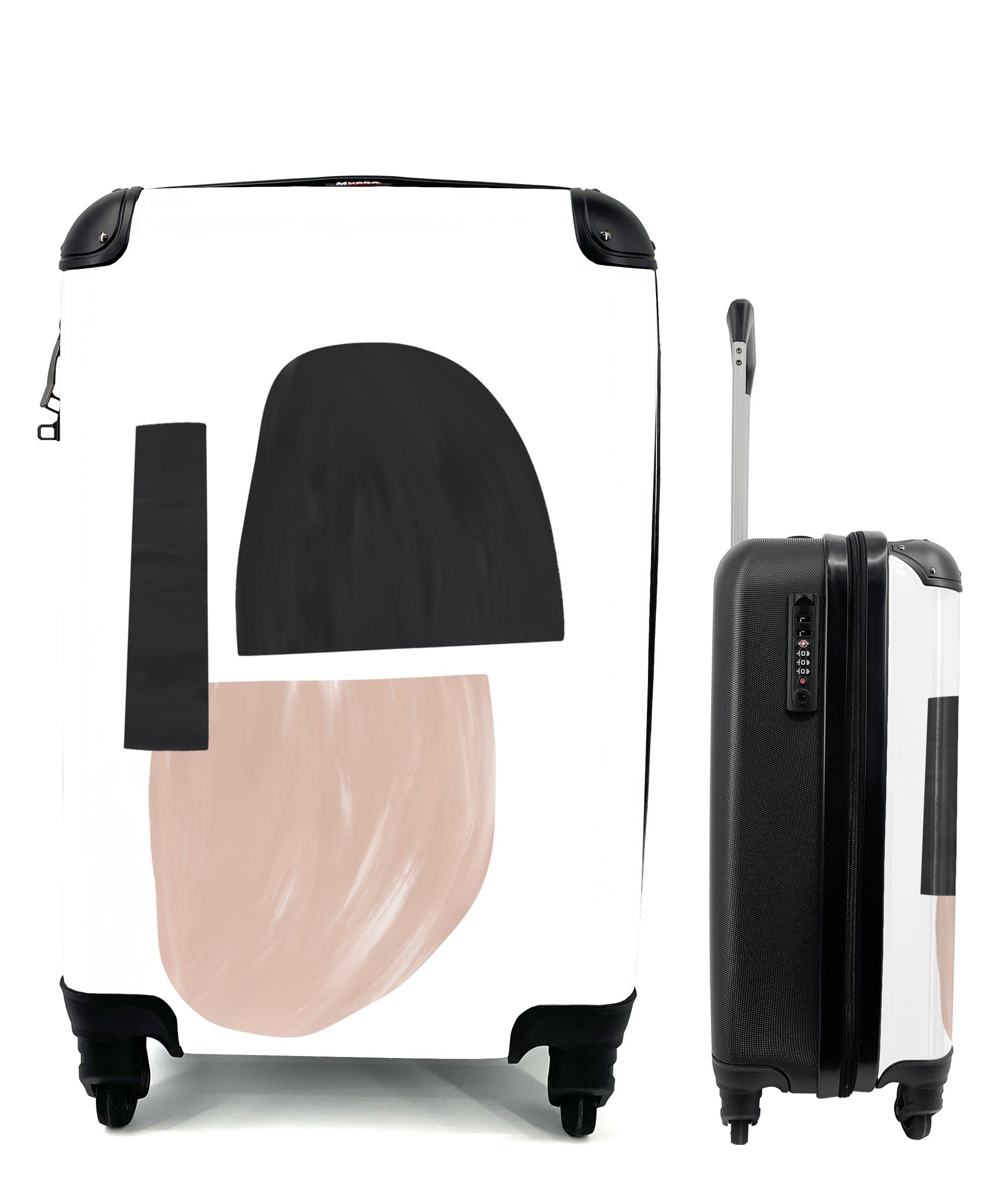 MuchoWow Handgepäckkoffer Abstrakt - Minimalismus - Pastell, 4 Rollen, Reisetasche mit rollen, Handgepäck für Ferien, Trolley, Reisekoffer