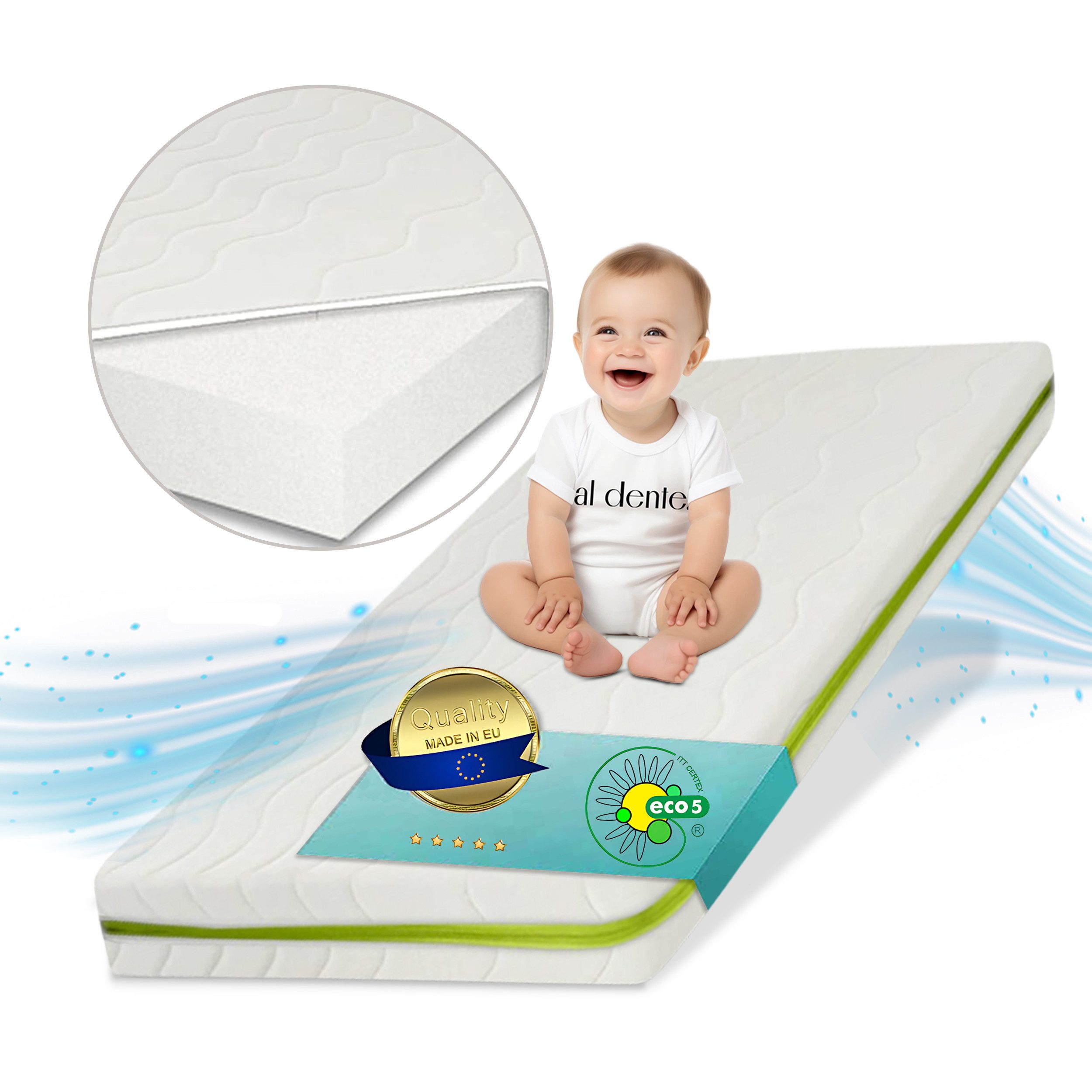 Kindermatratze Easy Active Kaltschaummatratze 90x200 cm mit Bezug, Best for Home, 12 cm hoch, (60x120 70x140 80x160 80x180 90x200 140x200 180x200 cm), Schaumstoffmatratze, Kindermatratze mit Reißverschluss
