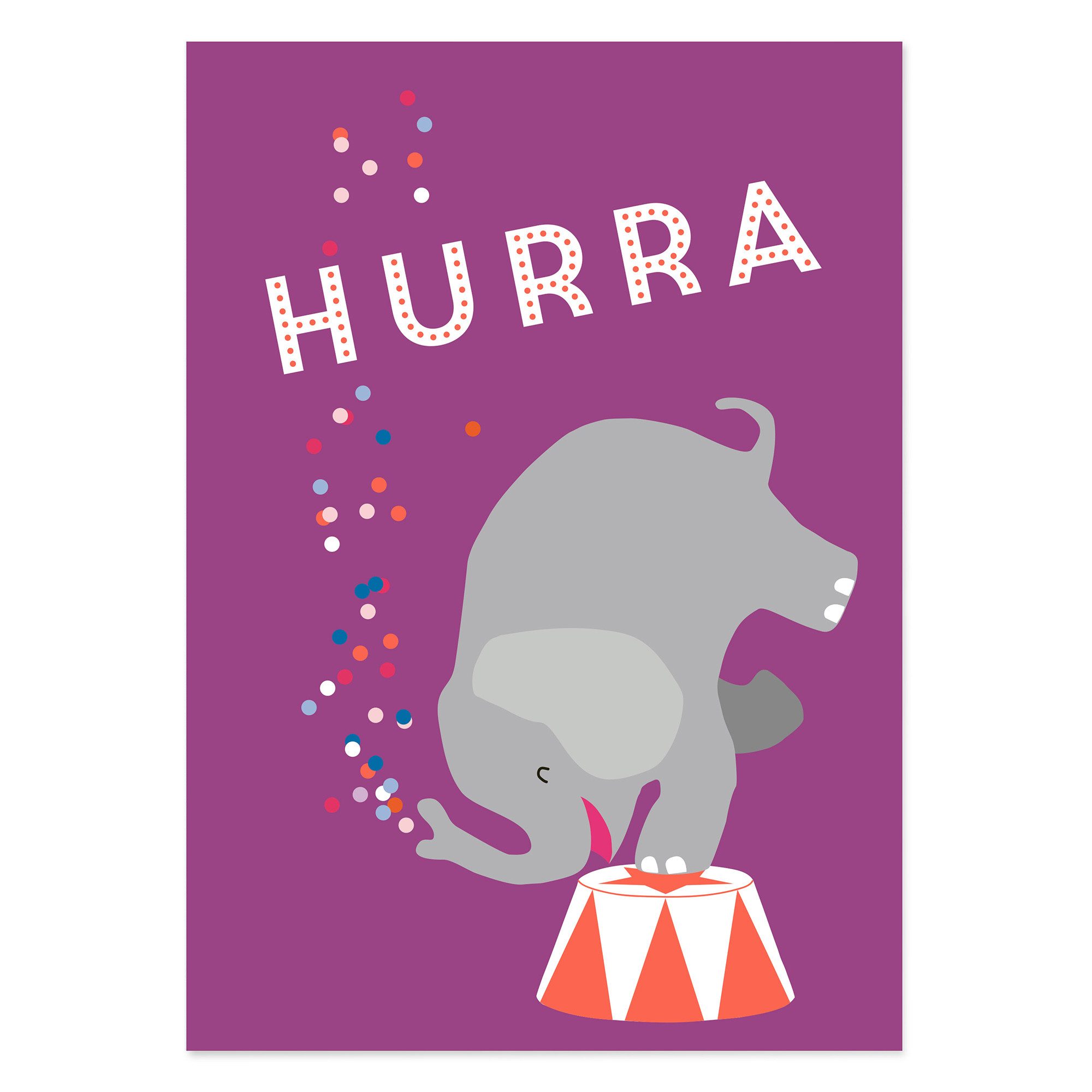 Bow & Hummingbird Glückwunschkarte Karte „HURRA“ Postkarte für Geburtstag, Umzug und besondere Anlässe, aus 100% Recyclingpapier