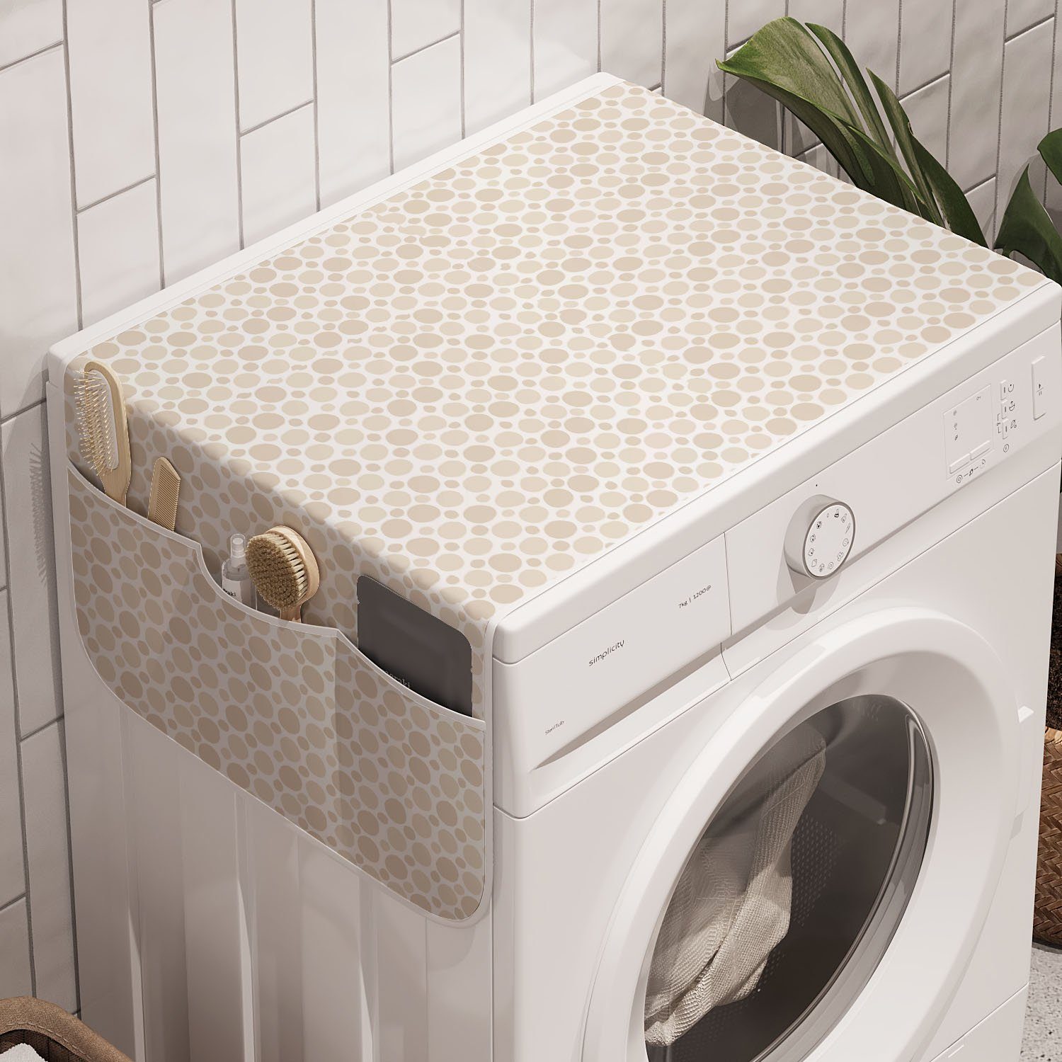 Abakuhaus Badorganizer Anti-Rutsch-Stoffabdeckung für Waschmaschine und Trockner, Abstrakt Kreise in Pastelltönen
