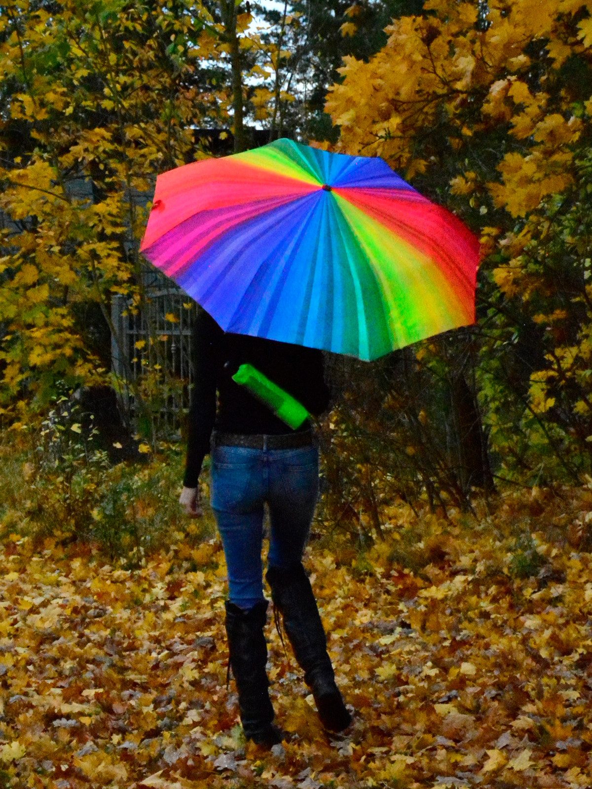 iX-brella Taschenregenschirm Rainbow Trekking Schirm XXL mit Umhängetasche, sehr-groß