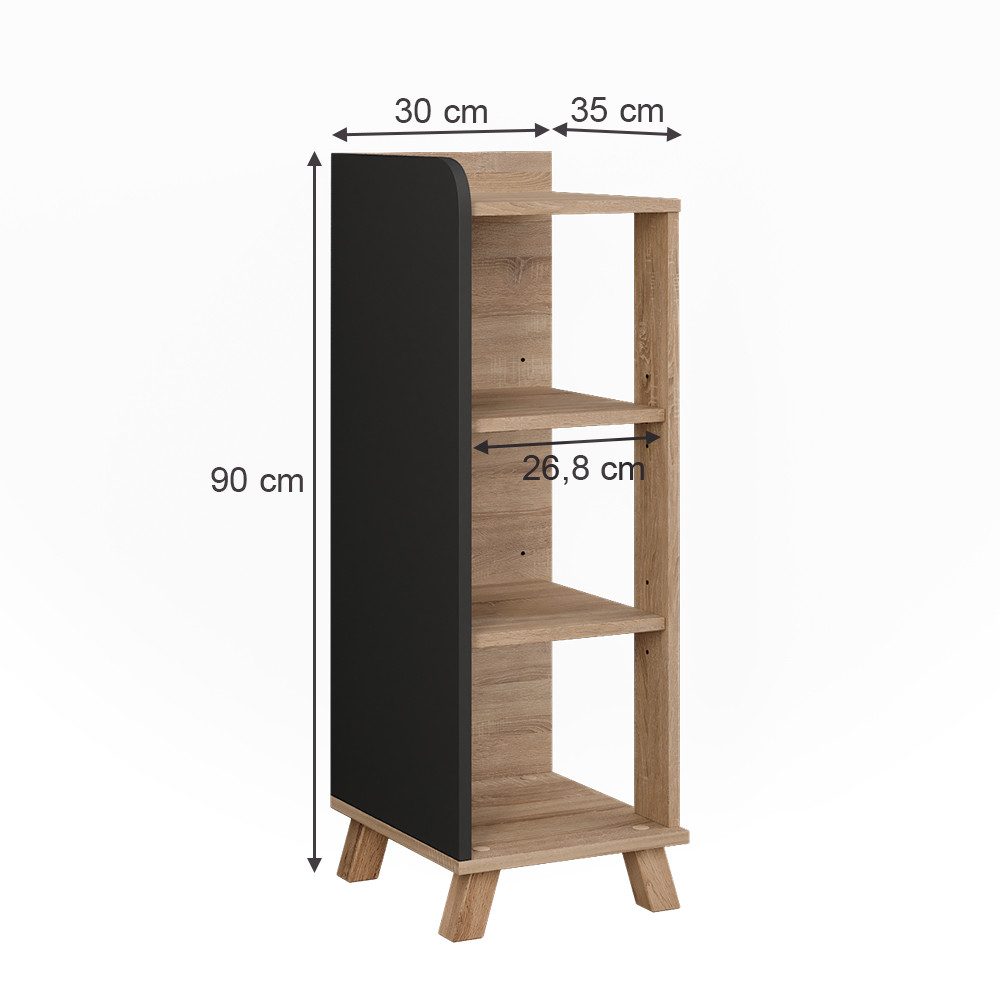 Vicco Midischrank Karen, Sonoma/Anthrazit, 30 x 90 cm mit 4 Ablagen günstig online kaufen