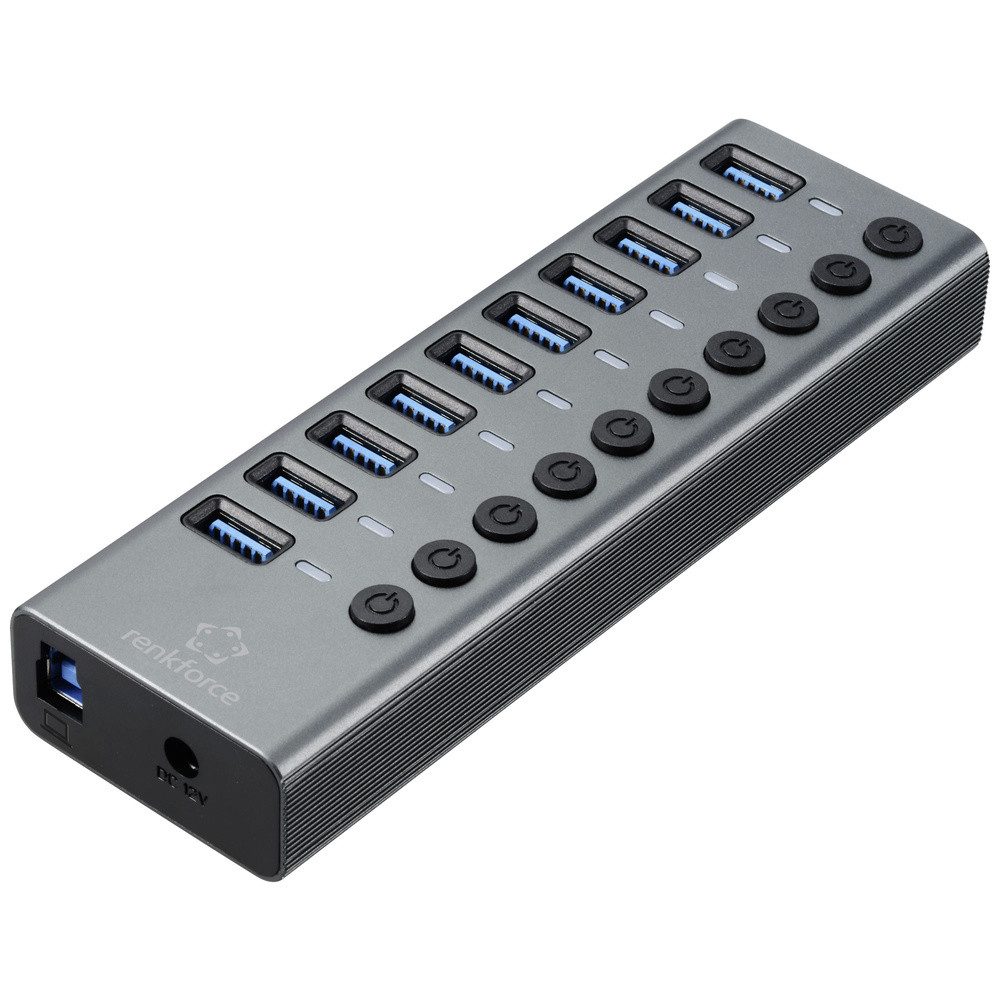 USB-Verteiler Renkforce RF-6027504 10 Port USB 3.2 Gen 2-Hub einzeln schaltbar, mit