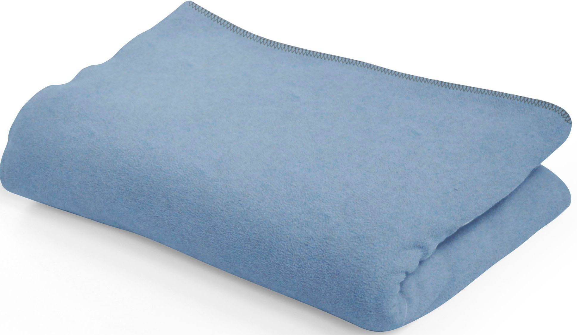 Wohndecke Kuscheldecke, SETEX, mit Ziernaht in Melange-Optik, Kuscheldecke rauchblau