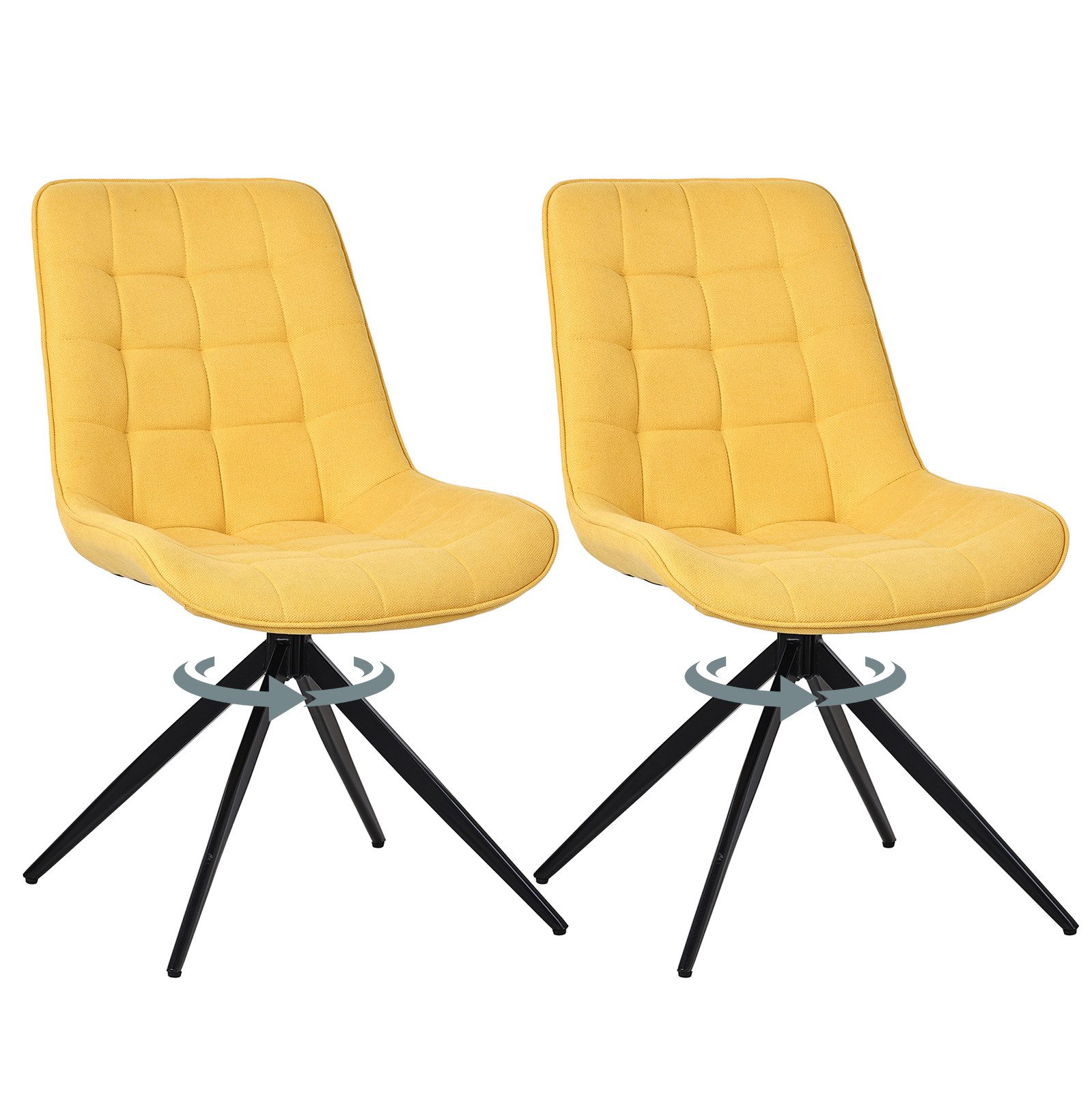 HOMAVO Esszimmerstuhl Stuhlset mit Drehfunktion in Lederoptik oder Stoff (2 St), EN 12520 geprüft, ergon. Rückenlehne, 360° Drehung