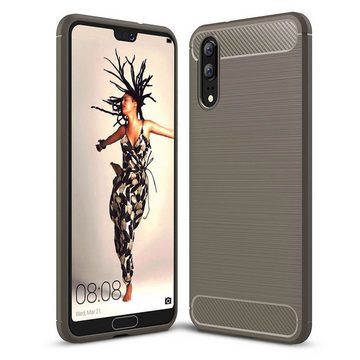 König Design Handyhülle Huawei P20, Huawei P20 Handyhülle Carbon Optik Backcover Grau