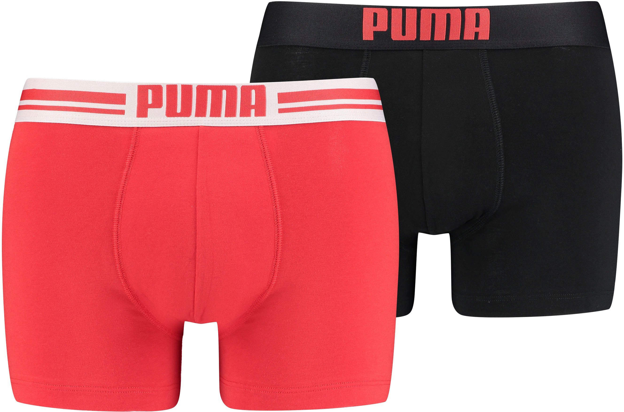 Logo und Streifen rot Boxer mit schwarz 2-St) Webbund / PUMA (Packung,