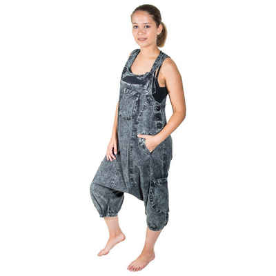 KUNST UND MAGIE Latzhose Overall Unisex Vintage Latzhose Ibiza stonewashed Haremshose