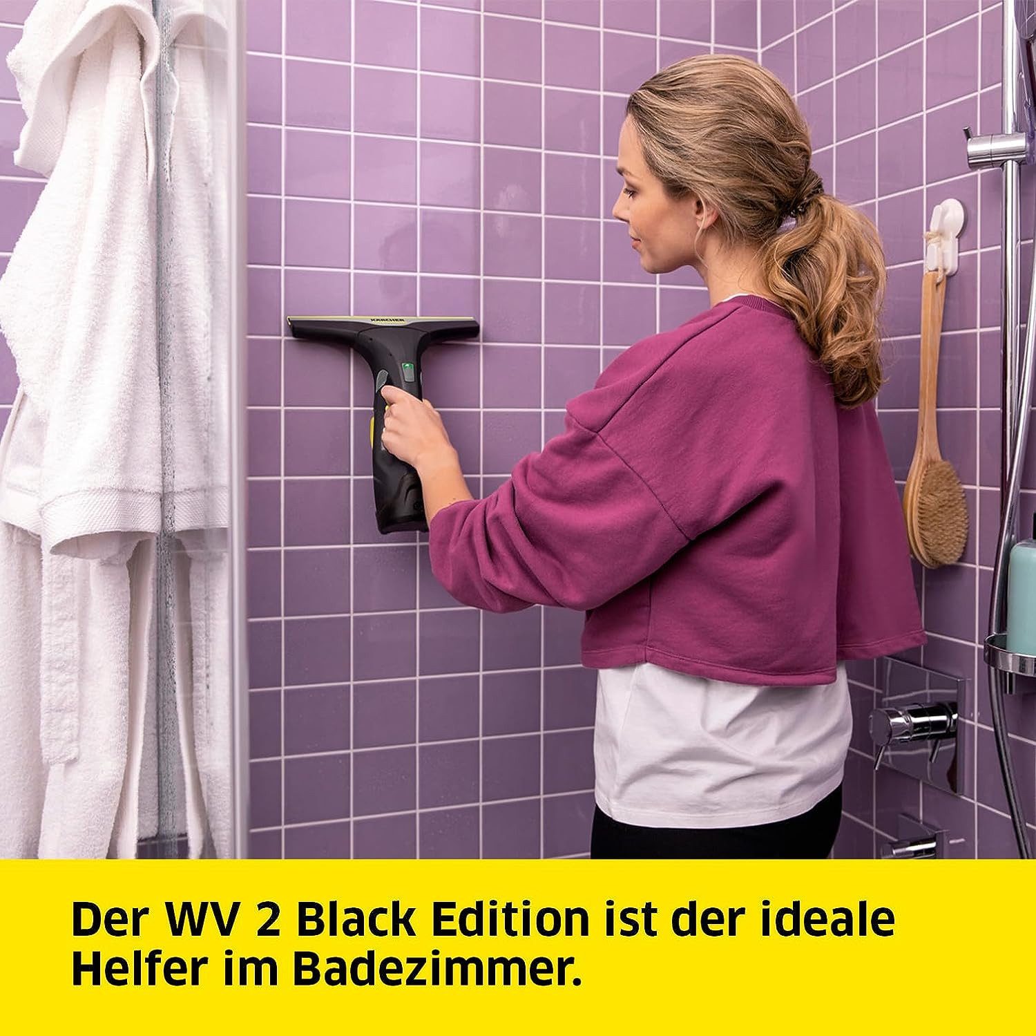 KÄRCHER Akku-Saugwischer Akku-Fenstersauger WV 2 Plus N - Perfekte Fensterreinigung, auch für Fliesen, Spiegel, Duschkabinen, Glastische