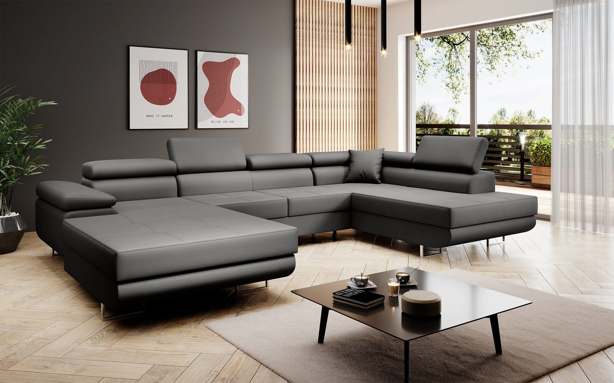 Luxusbetten24 Schlafsofa Designer Sofa Lago, mit Stauraum und Schlaffunktion