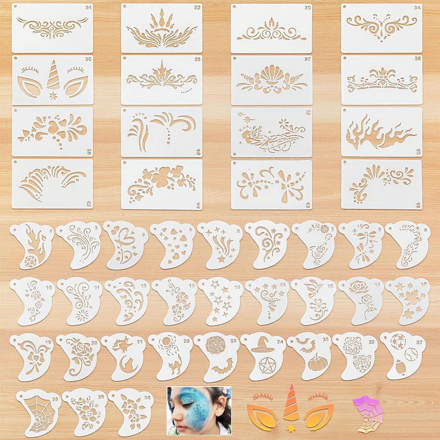 LuxusKollektion Kindertattoo Kinderschmink-Schablonen Set 46tlg