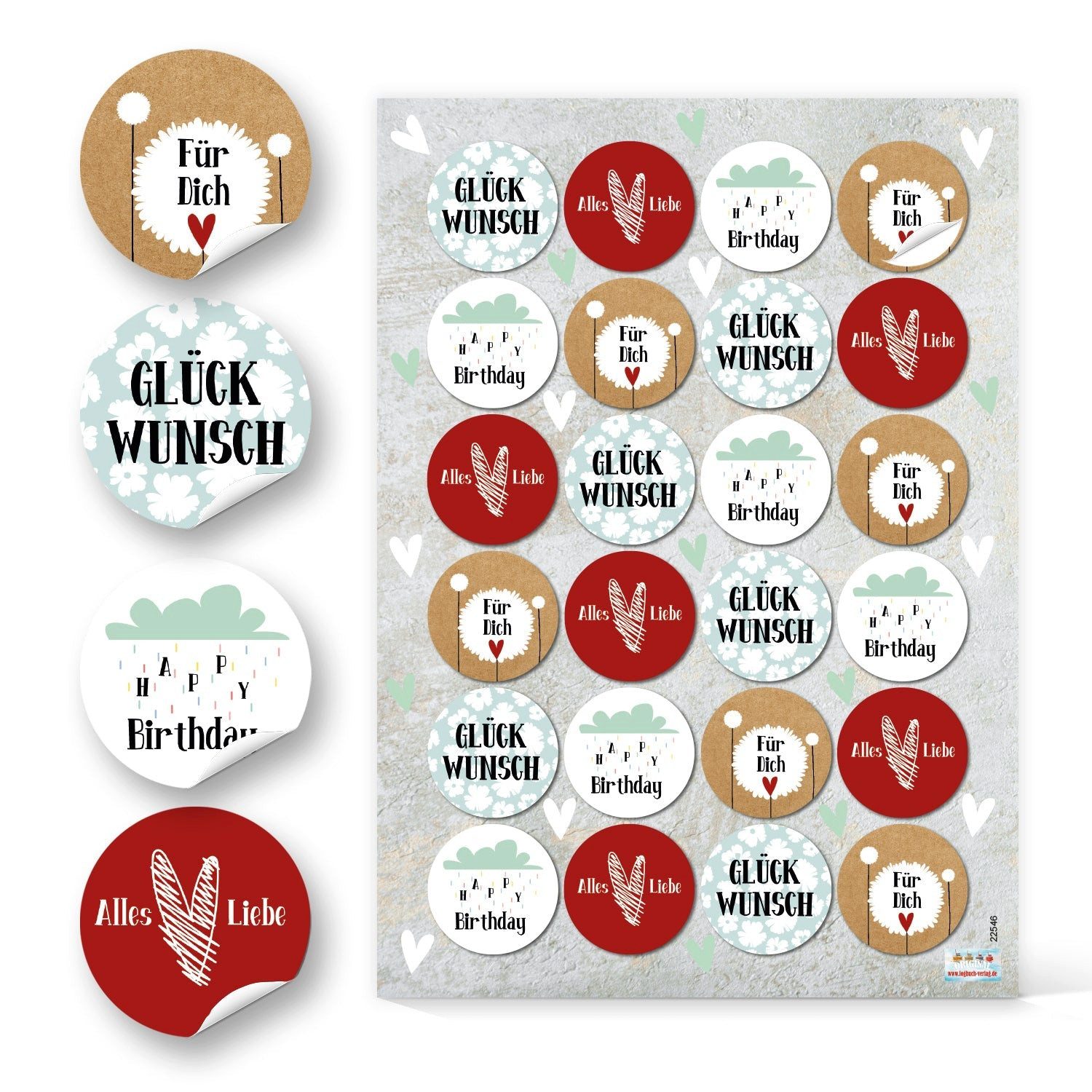 Logbuch-Verlag Aufkleber Glückwunsch Aufkleber für Geschenke & Verpackungen Ø 4 cm