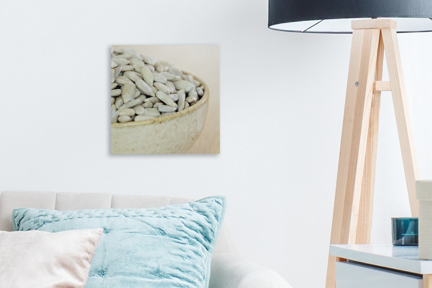 Bilder Leinwand Schlafzimmer OneMillionCanvasses® für Sonnenblumenkernen, gefärbten (1 St), Wohnzimmer Leinwandbild Schale mit weiß
