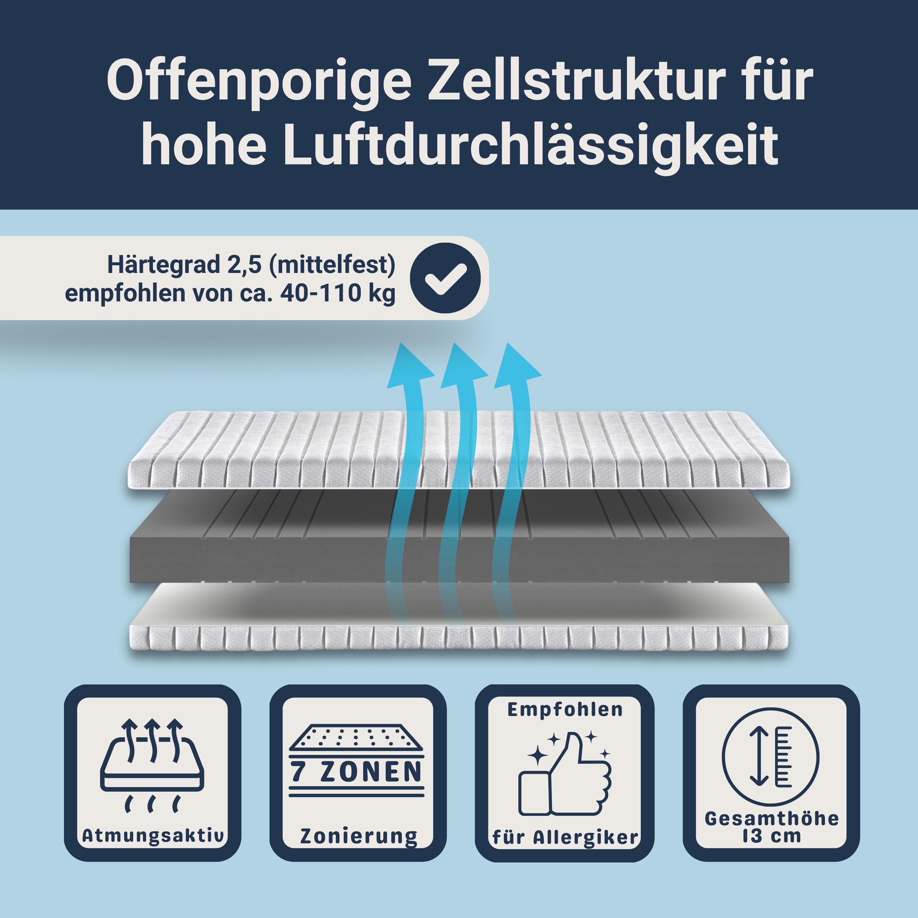Kaltschaummatratze Betten-ABC ABC-Dream - Härtegrad mittelfest, Bezug wasch günstig online kaufen