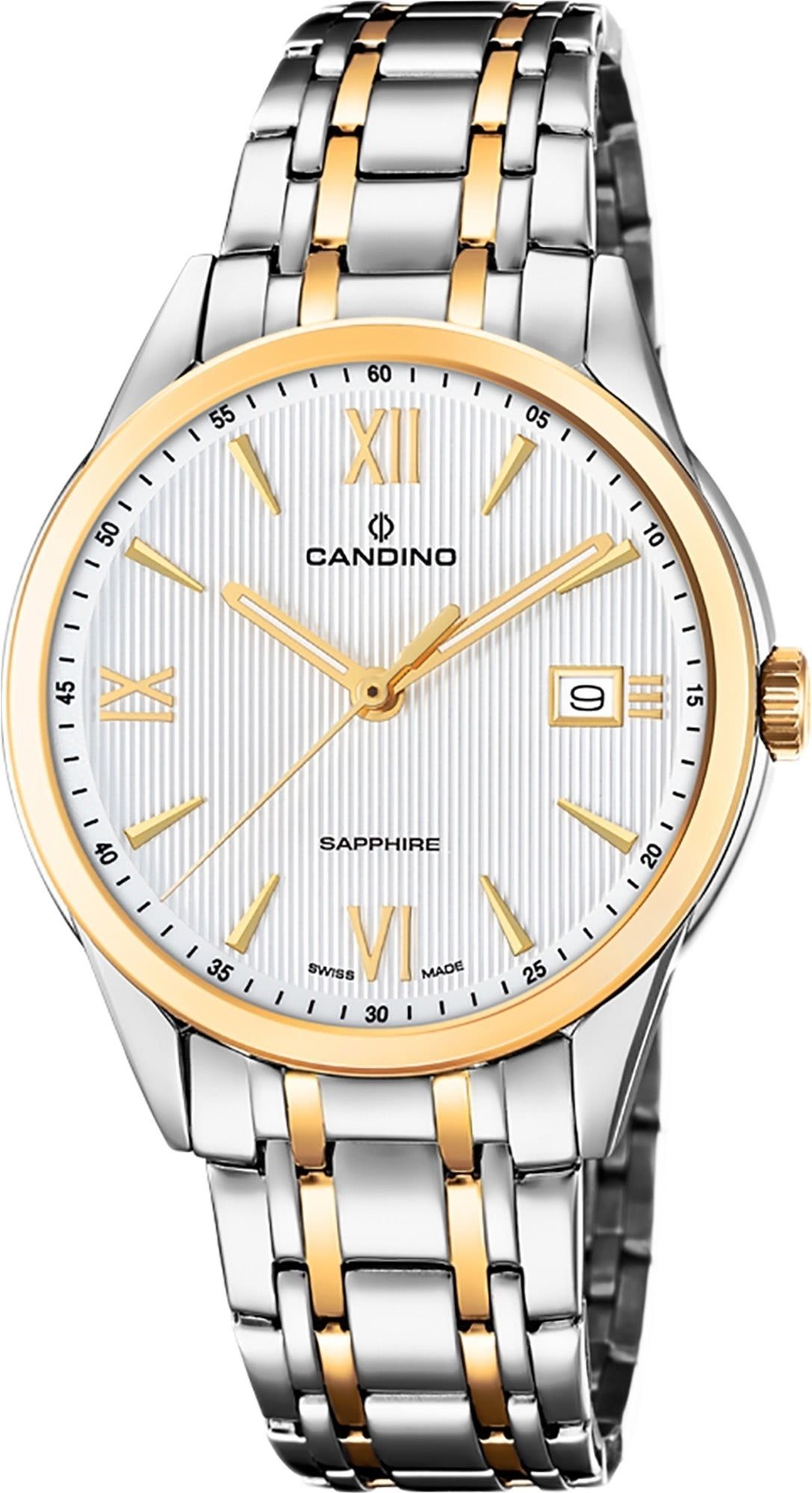 Analog rund, silber, Elegant Uhr Armbanduhr gold, Candino Edelstahlarmband Herren Candino Quarzuhr Herren C4694/1,