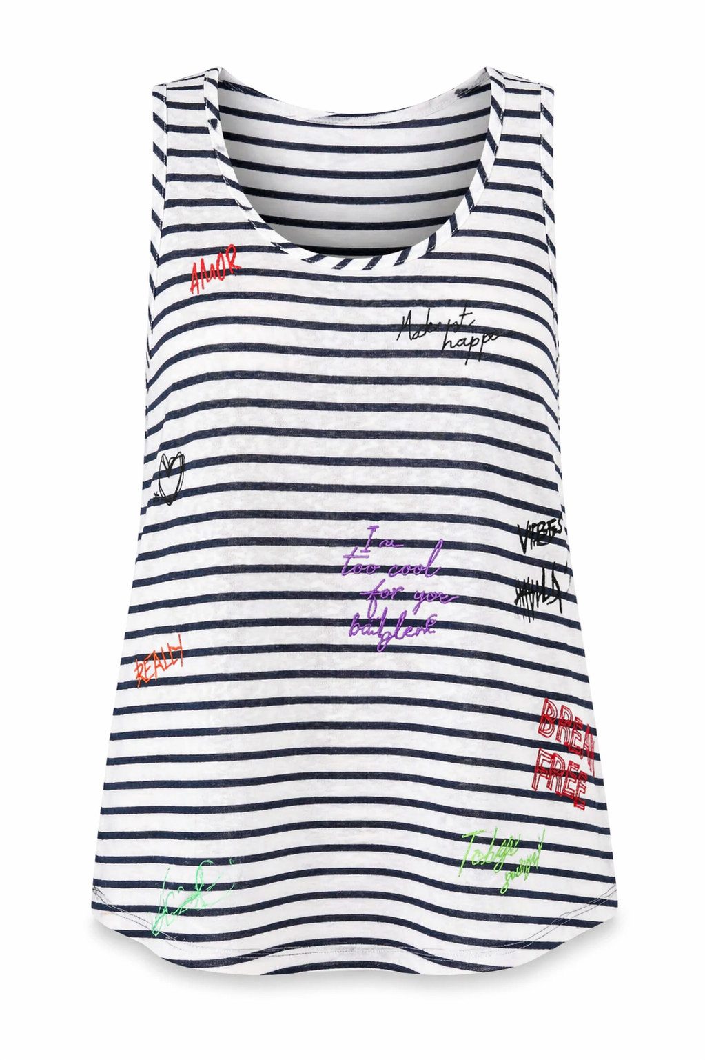 Freeman T. Porter Dely Cool Words Top Damen - Tanktop gestreift - Damen Top bedruckt