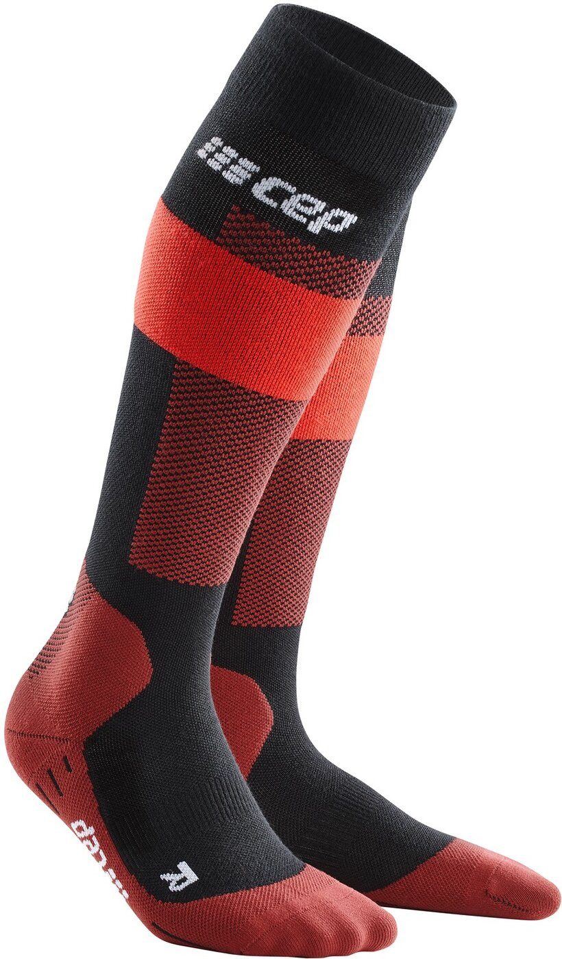Skisocken CEP merino socks, skiing, tall, v2, RED