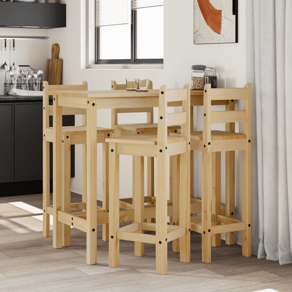vidaXL Essgruppe 5-tlg. Bar-Set Massivholz Kiefer, (1-tlg)