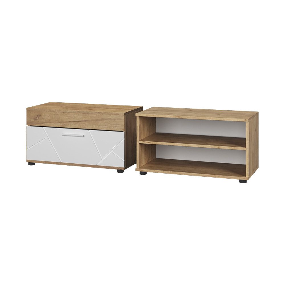 Vicco Wohnwand Berno, Goldkraft Eiche/Weiß, 2 günstig online kaufen