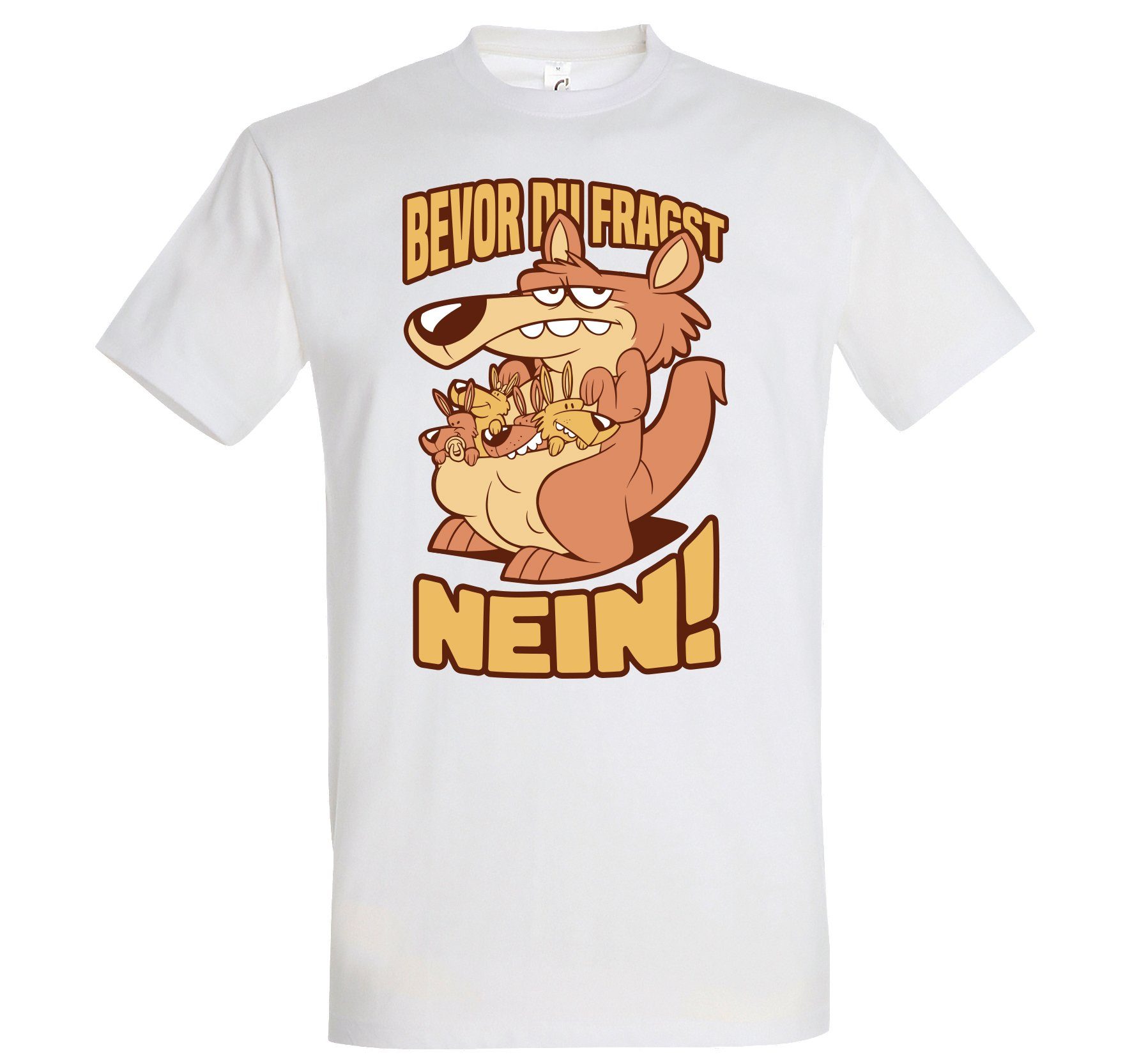 Designz FRAGST lustigem DU Print-Shirt Youth T-Shirt Spruch NEIN BEVOR mit Herren Weiß Aufdruck