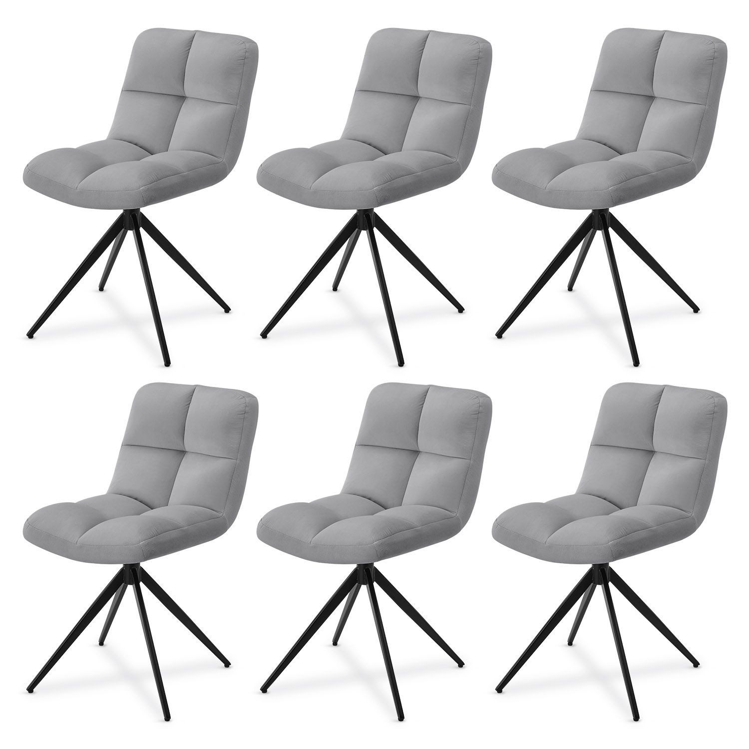 Juskys Esszimmerstuhl Dallas (6 St), 6er Set, Stoff weich & bequem, Stuhl gepolstert, modern im Esszimmer