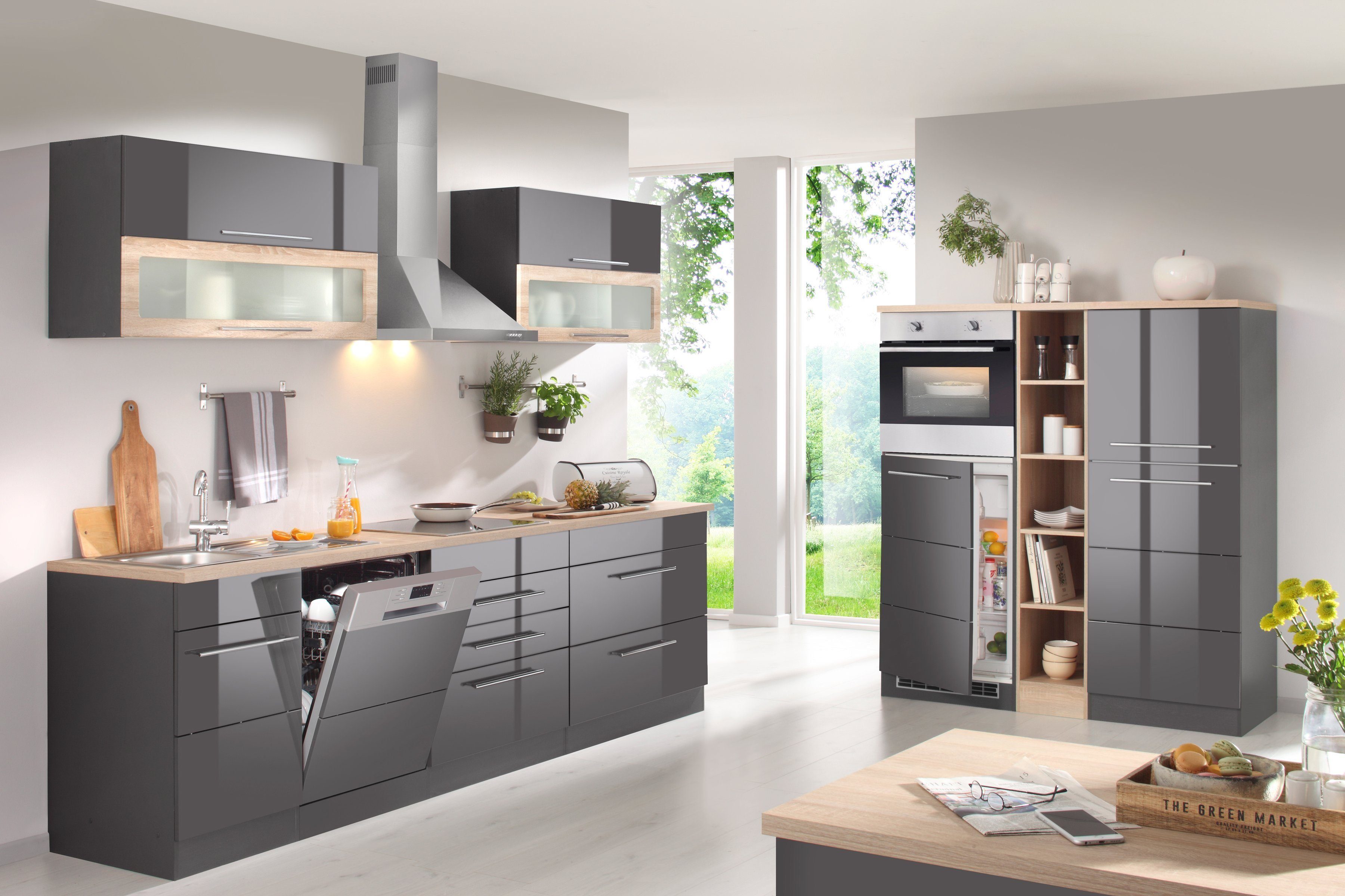 KOCHSTATION Seitenschrank KS-Wien Breite 60 cm, Höhe 165 cm, Türanschlag wechselbar