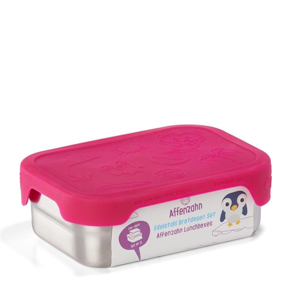 Affenzahn Lunchbox, mit Snackbox, aus Edelstahl, für Kinder pink