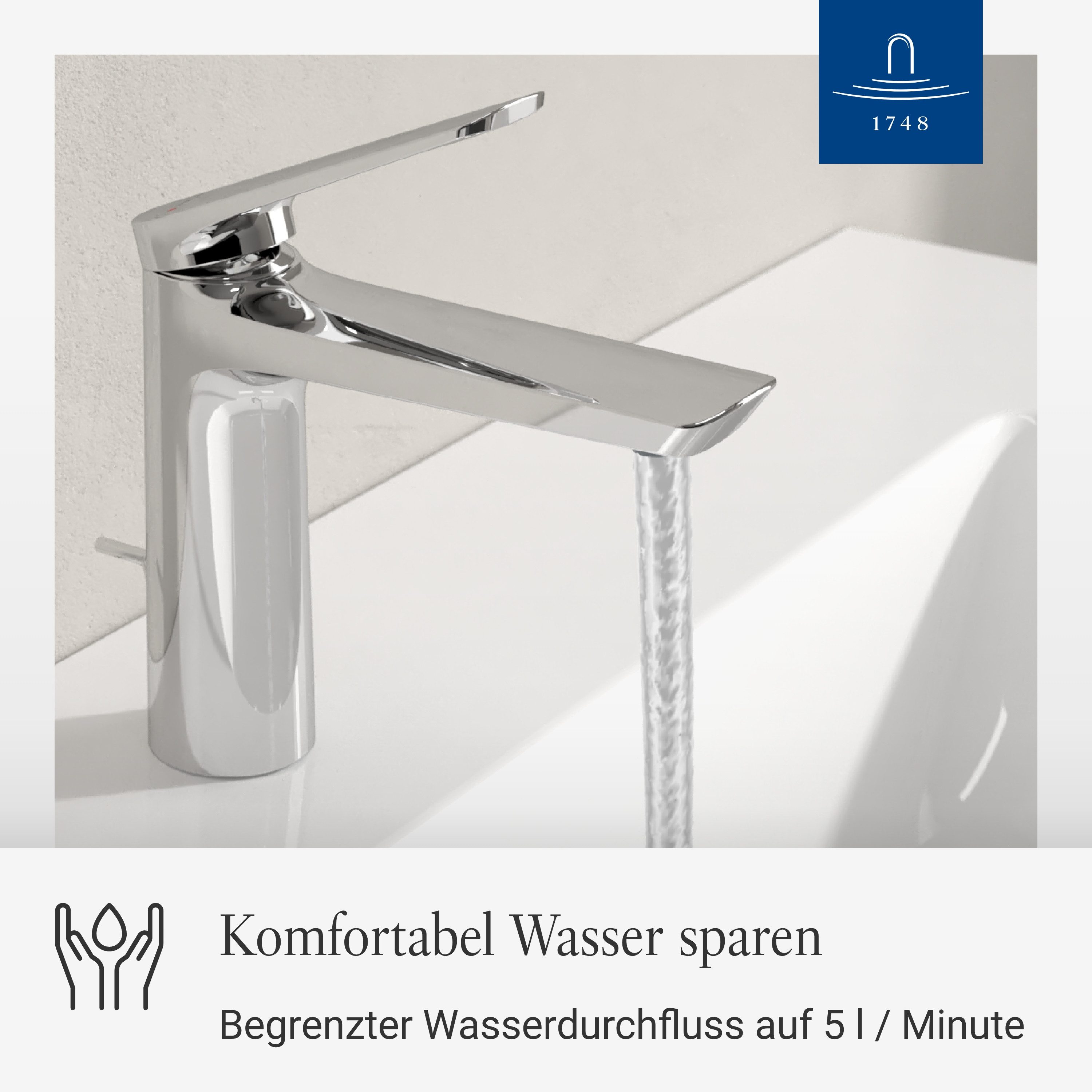 Villeroy & Boch Waschtischarmatur Oasis Wasserhahn Bad mit Zugstange und Ke günstig online kaufen