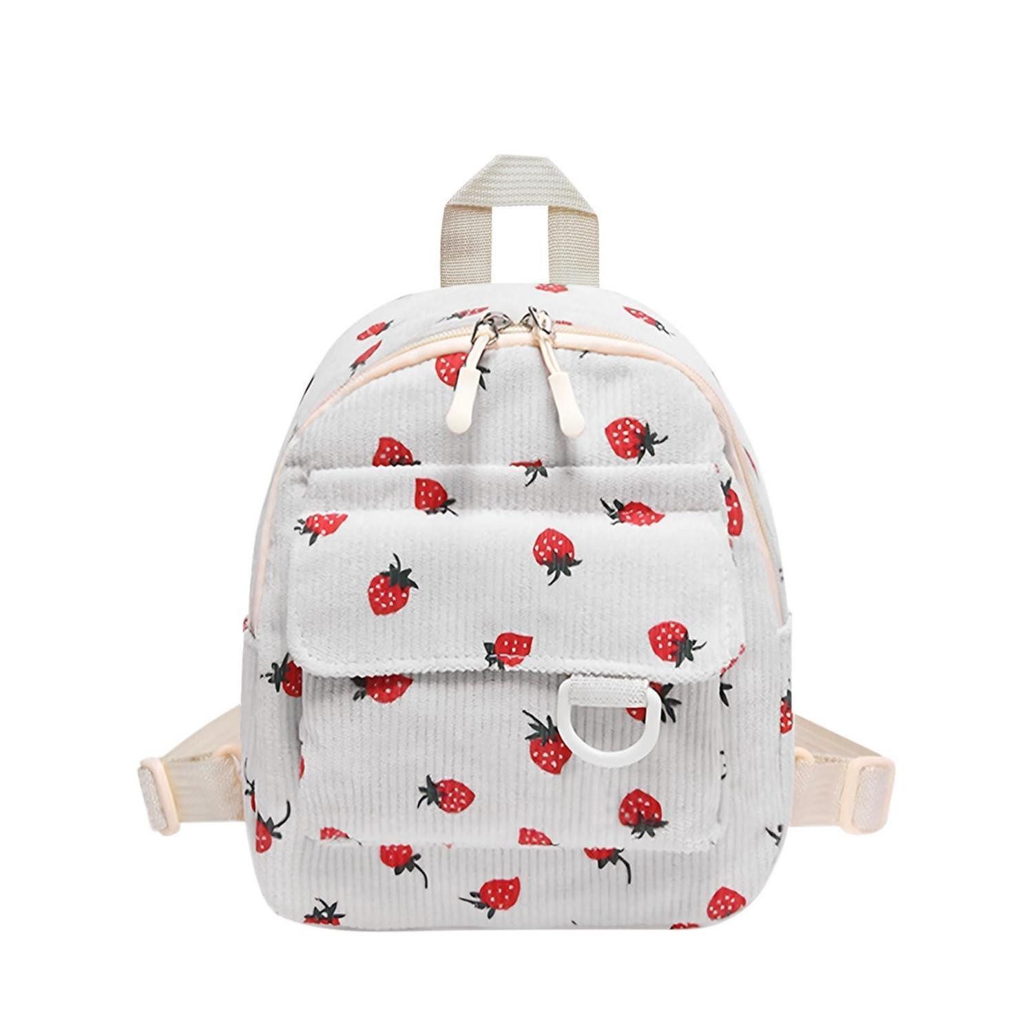 LuxusKollektion Kinderrucksack Erdbeere Rucksack Kinder Mädchen Klein Weiß Cord