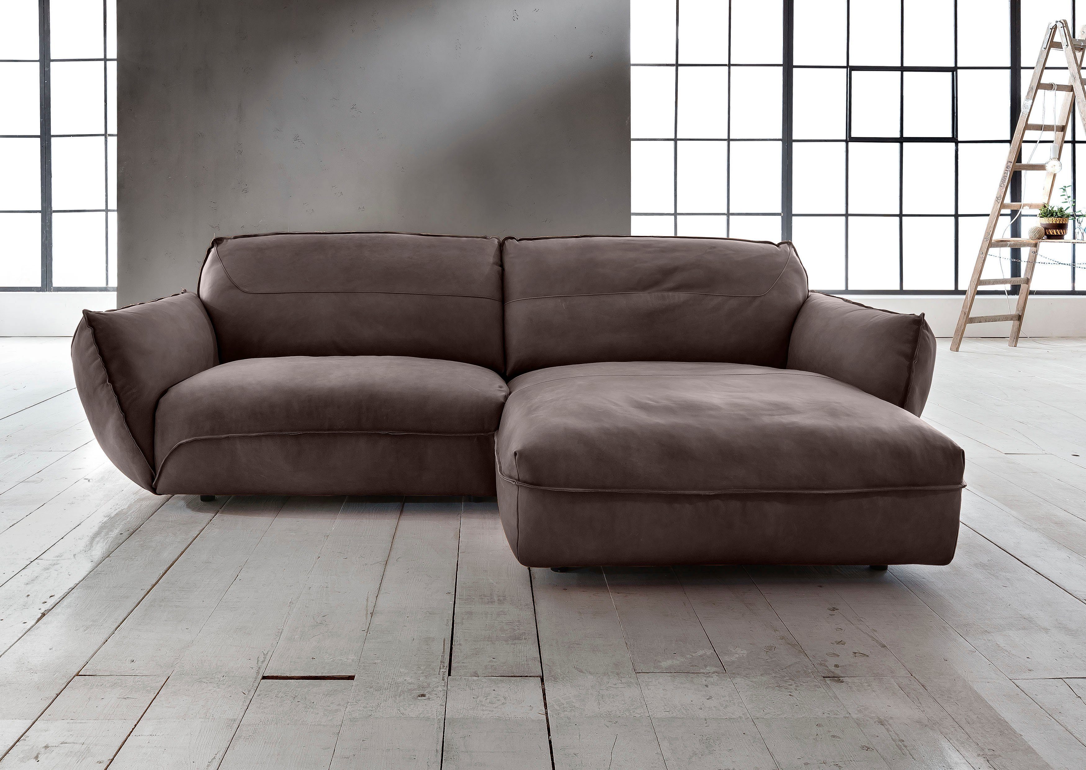 BETYPE Ecksofa Be Type Be Chilled, Mega Sofa, Bezug: hochwertiges Anilinleder, L-Form, in 2 Breiten mit stylischer und offener Nahtführung