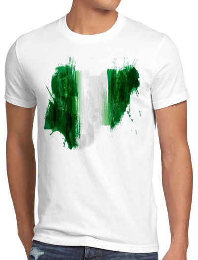 style3 Print-Shirt Herren T-Shirt Flagge Nigeria Fußball Sport Afrika WM EM Fahne