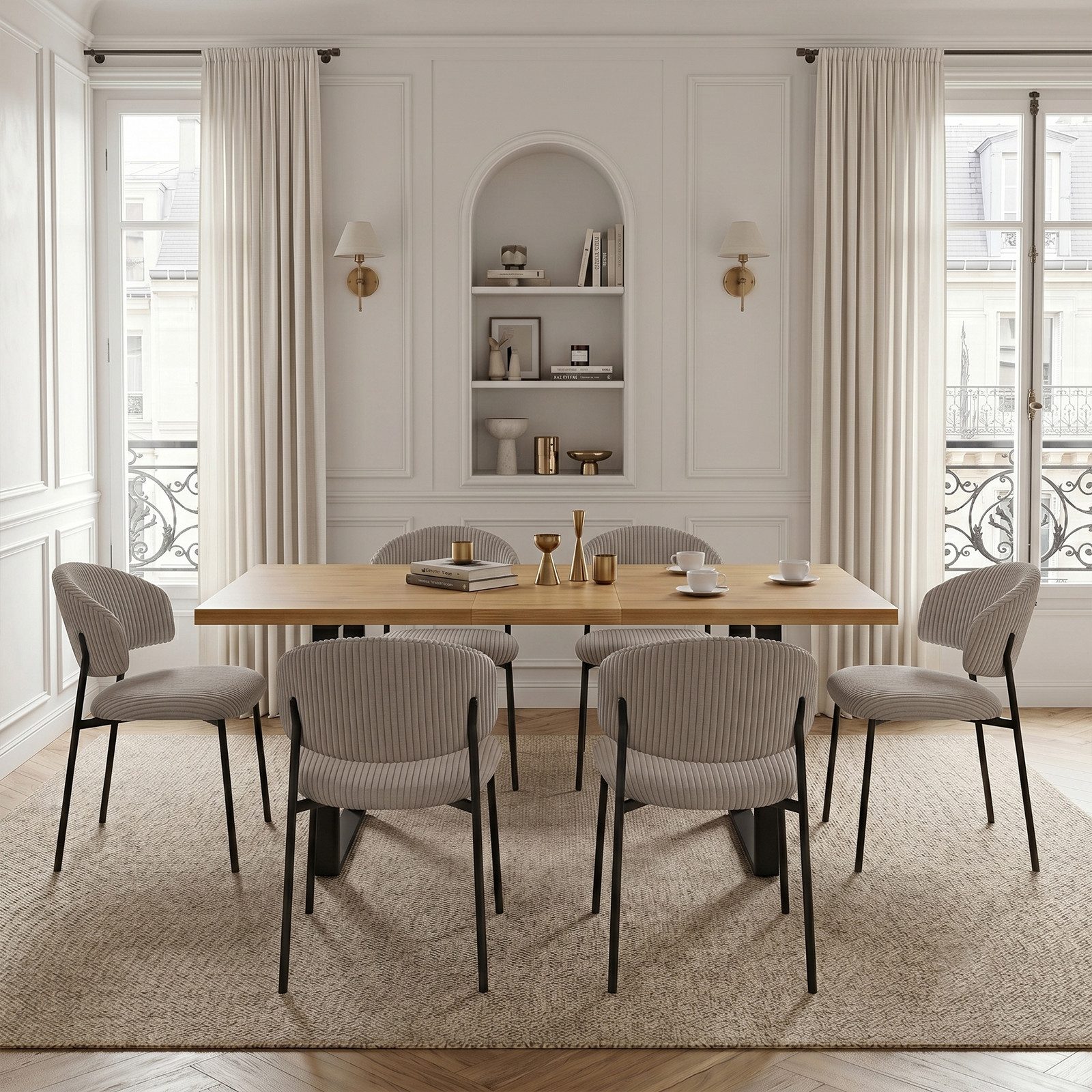 Jiexi Esszimmerstuhl Modernes Esszimmerstuhl-Set in Cord-Optik, bequem & stabil – Bild 2 von 5