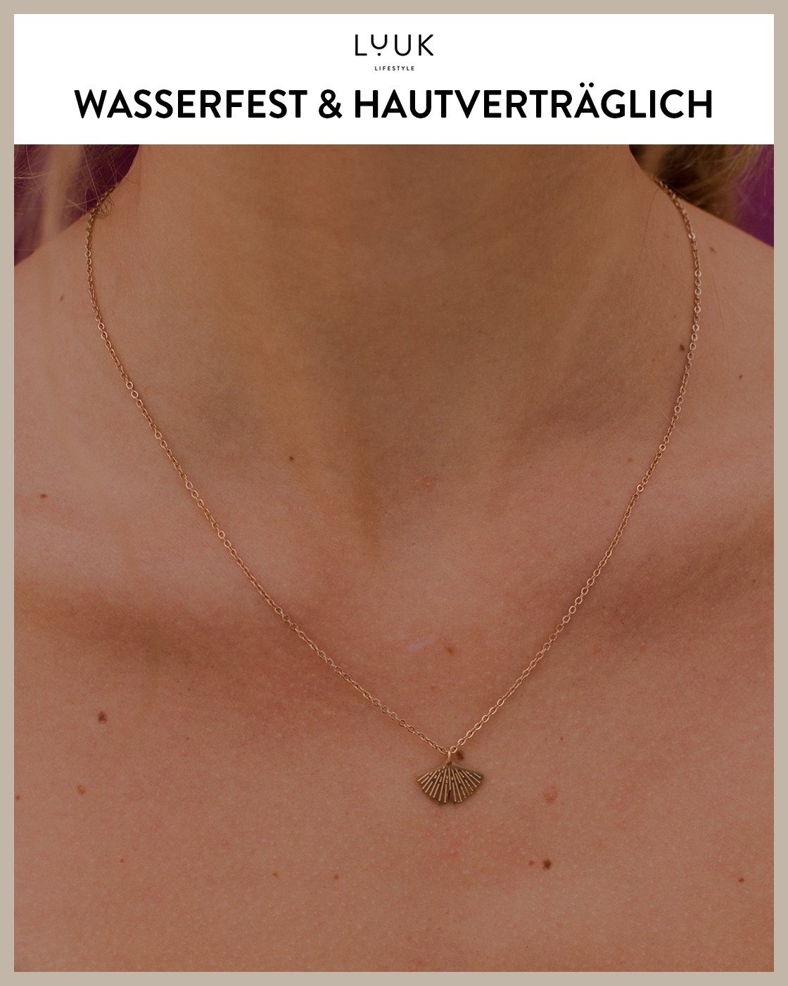 Kette und Freundschaftskette, Ginkgo, LUUK Anhänger Frauen und Teenagerin, Ginkgo trendige Anhänger LIFESTYLE Geschenkidee Edelstahl, Blatt HAPPINESS für Geschenkkarte, Roségold mit