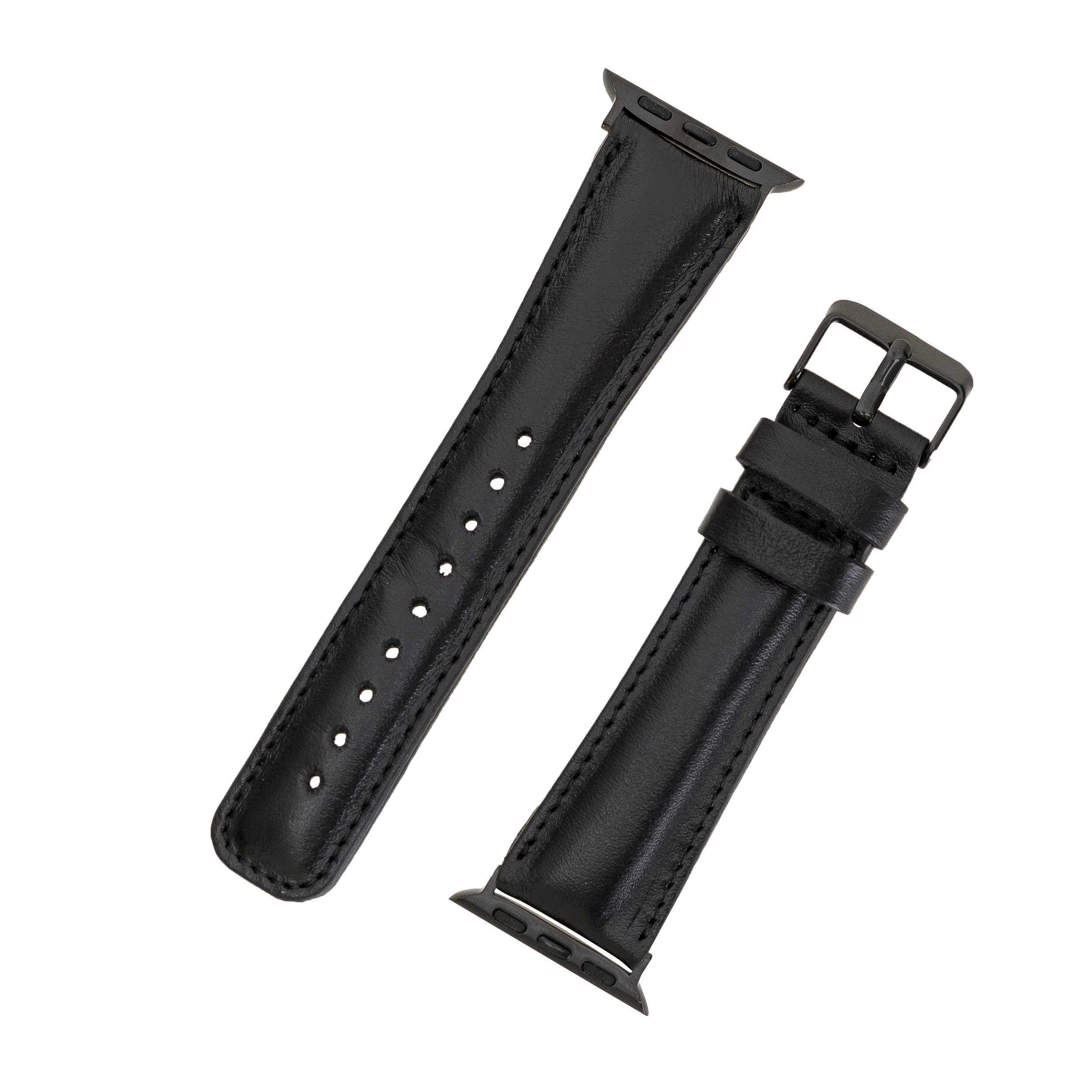 Apple Ersatzarmband für Renna Echtleder Band Leather Schwarz Ultra/9/8/7SE/6-1 Series Uhrenarmband Watch