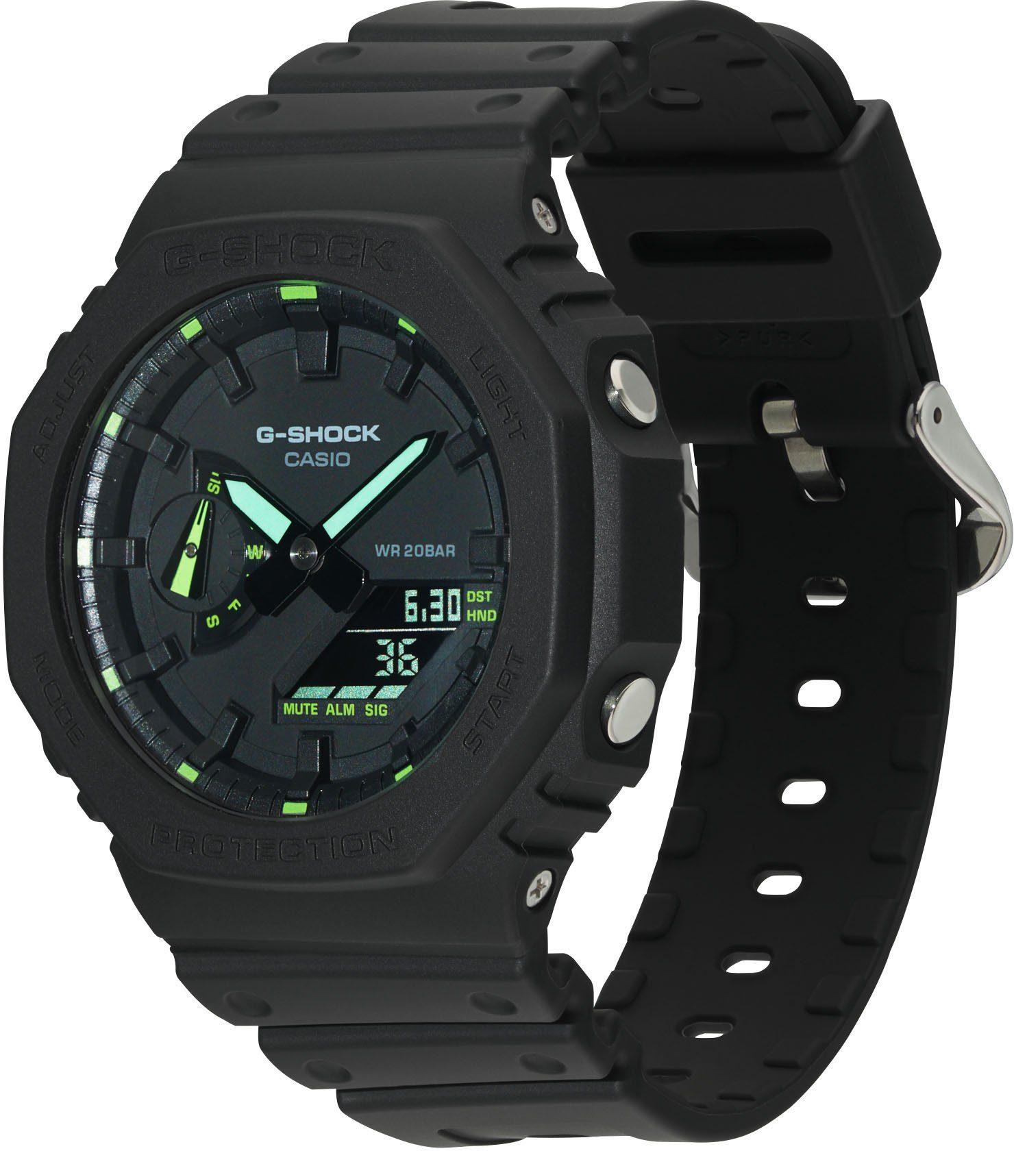 CASIO G-SHOCK Chronograph GA-2100-1A3ER, Quarzuhr, Armbanduhr,Herrenuhr,digital, bis 20bar wasserd.Resinarmband