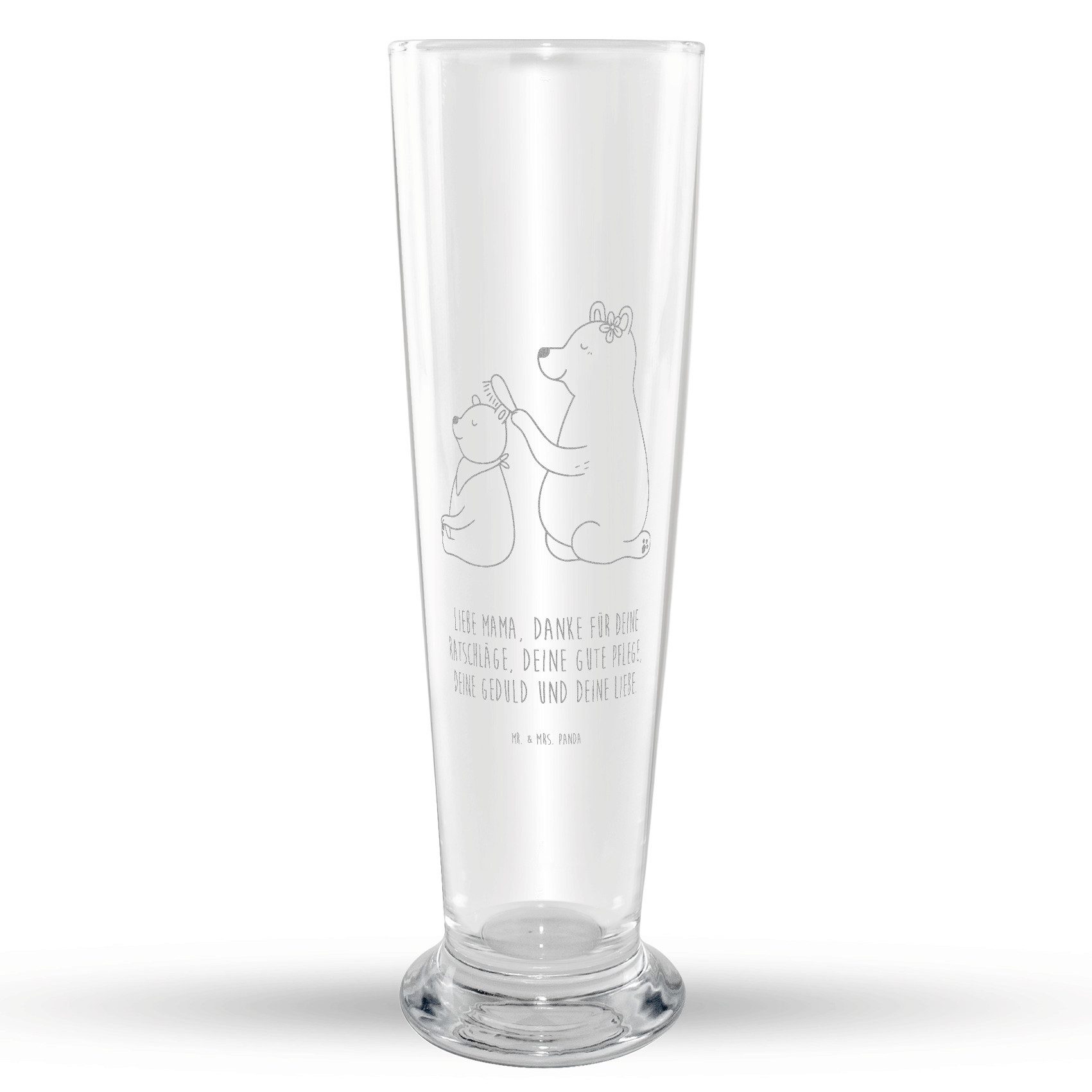 Mr. & Mrs. Panda Bierglas Bär Kind, Bierglas, Transparent, Muttertag, Bierglas, Mama, Bären, Bi, Premium Glas, Mr & Mrs Panda Weizenglas Weißbierglas Mutti