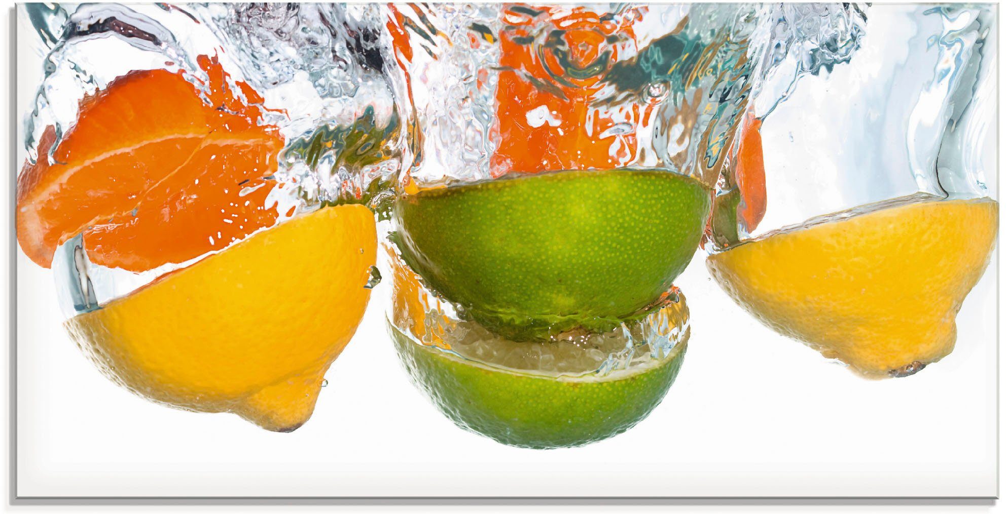 Artland Glasbild Zitrusfrüchte Größen St), Lebensmittel klares Wasser, in in (1 verschiedenen fallen