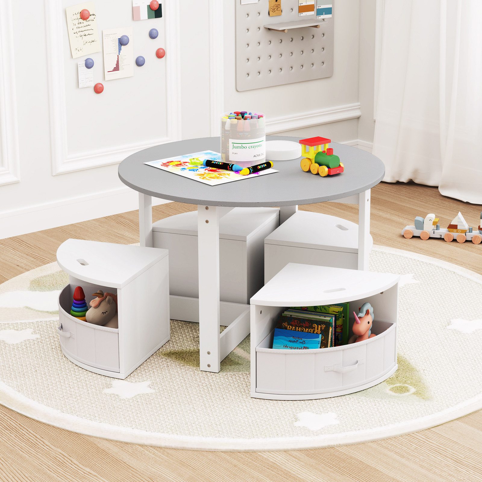 KOMFOTTEU Kindersitzgruppe, Kindertisch mit 4 Stühlen, günstig online kaufen