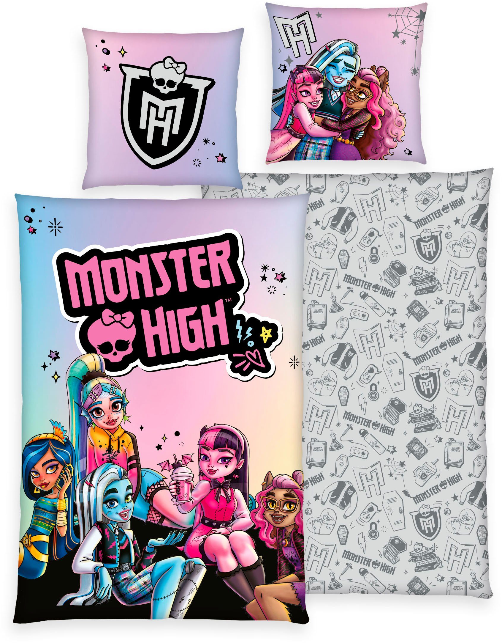 Kinderbettwäsche Monster High, MonsterHigh™, Renforcé, 2 teilig, mit tollem Motiv