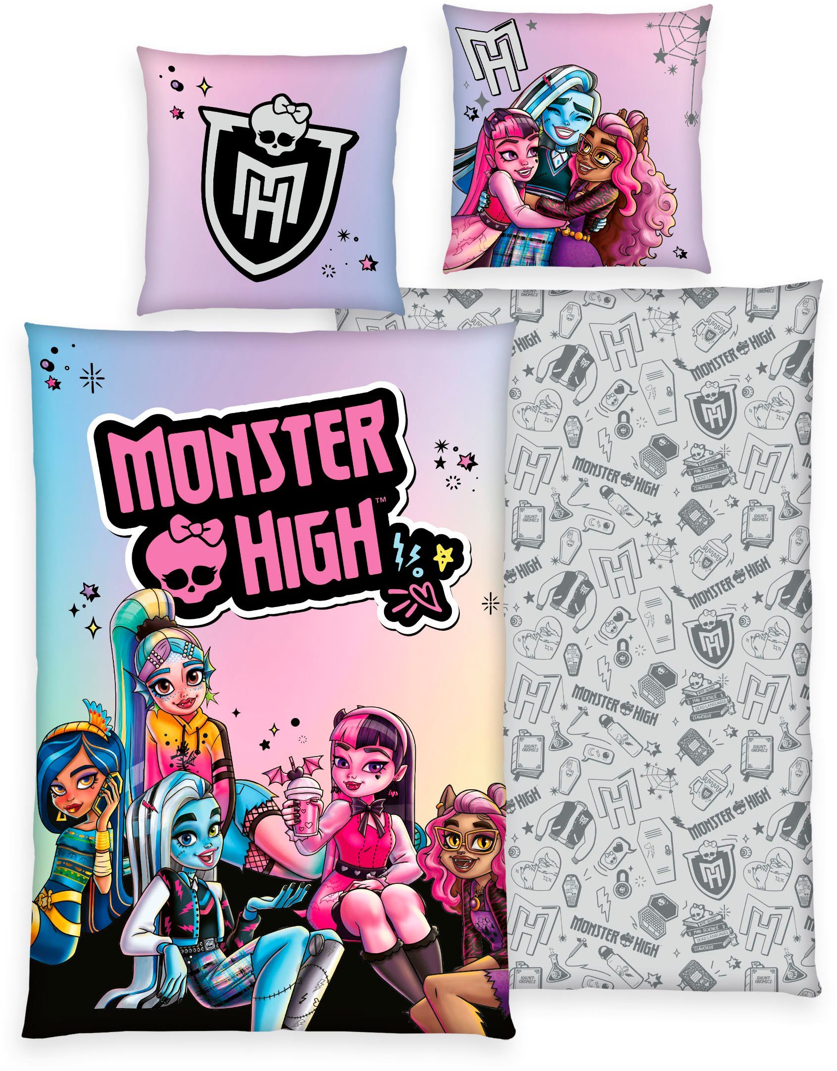 MonsterHigh™ Kinderbettwäsche Monster High, Renforcé, 2 teilig, mit tollem Motiv