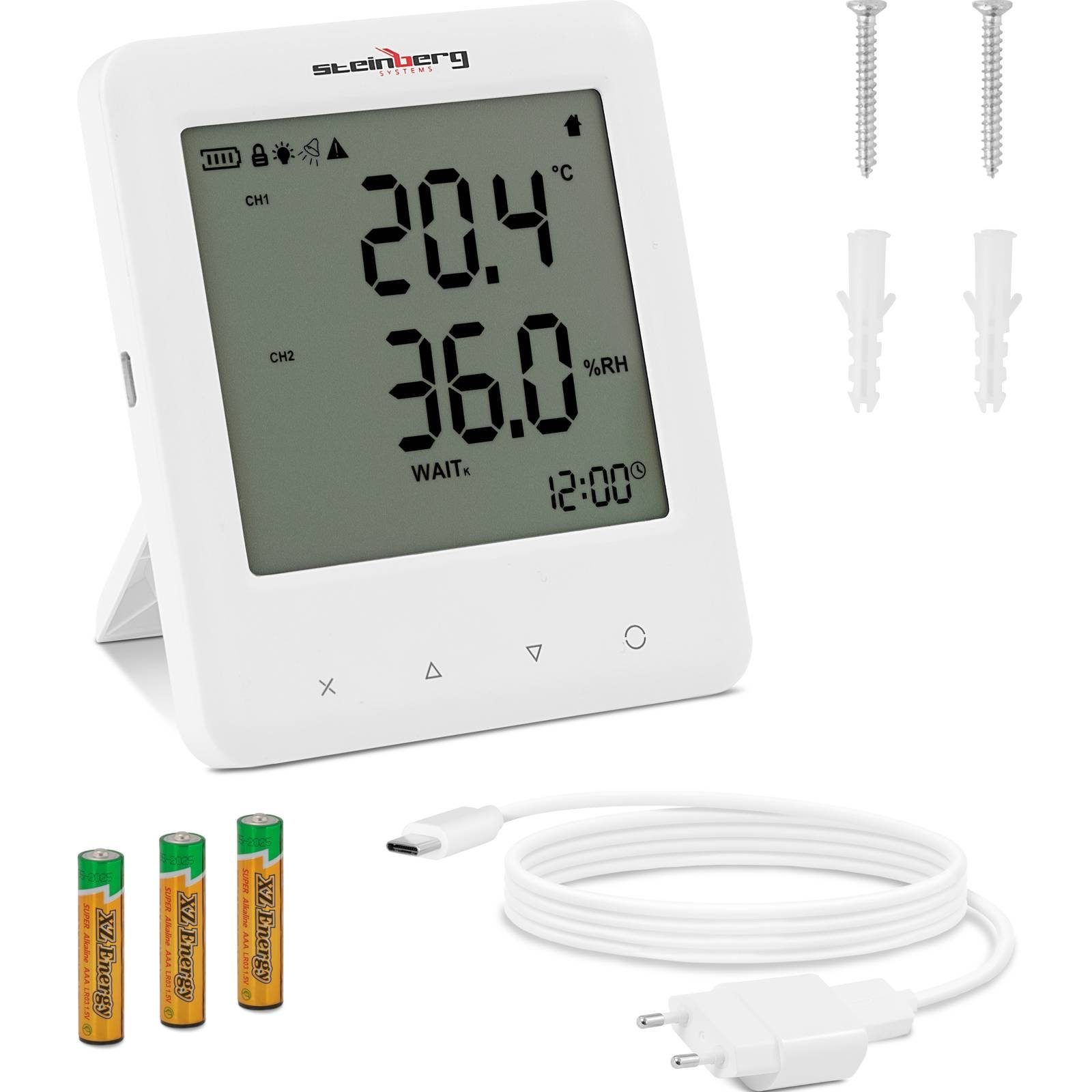 Steinberg Systems Feuchtigkeitsmesser CO2 Messgerät CO2 Messer Kohlendioxid Messgerät Thermo Hygrometer LCD